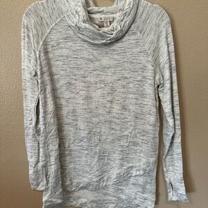 Gray Heather Cowl Neck Sweater with Relaxed Silhouette